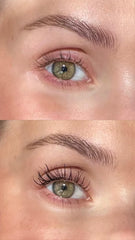 Sandstone Scandinavia mascara on lashes showing length and separation without clumping.