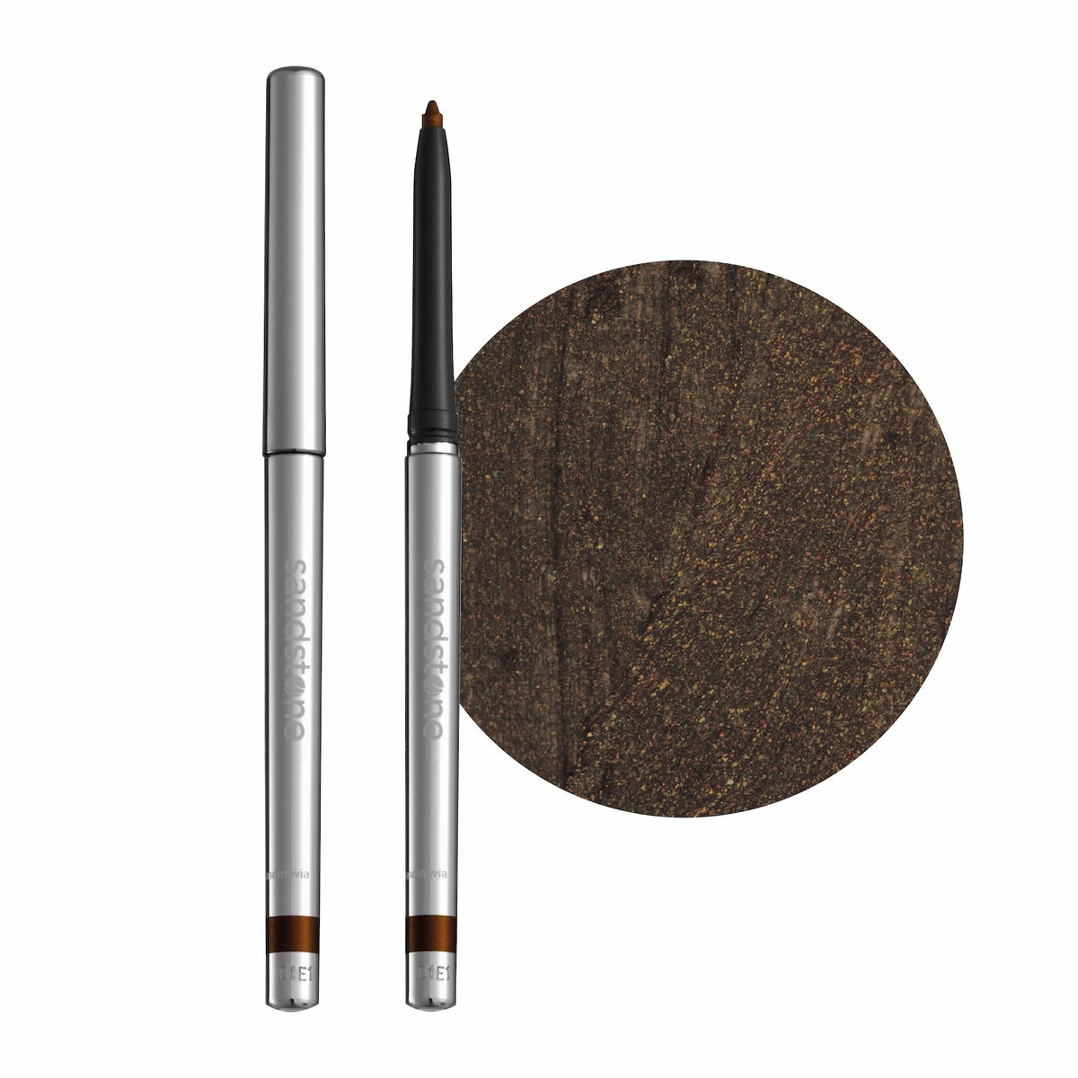 Sandstone Scandinavia hypoallergenic waterproof metallic eyeliner pencil in brown for durable definition