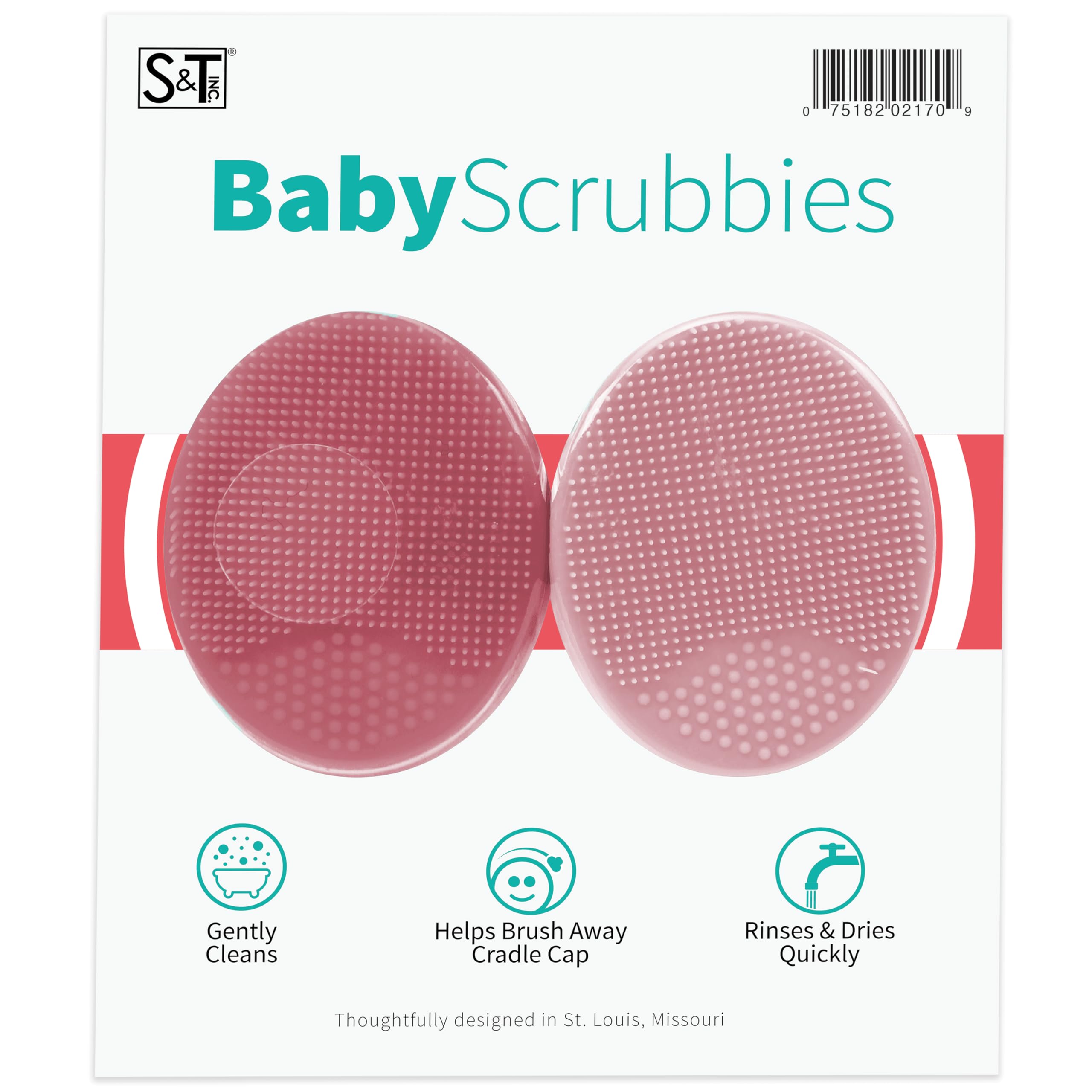 S&T INC. pink brush back view for gentle baby cleansing.