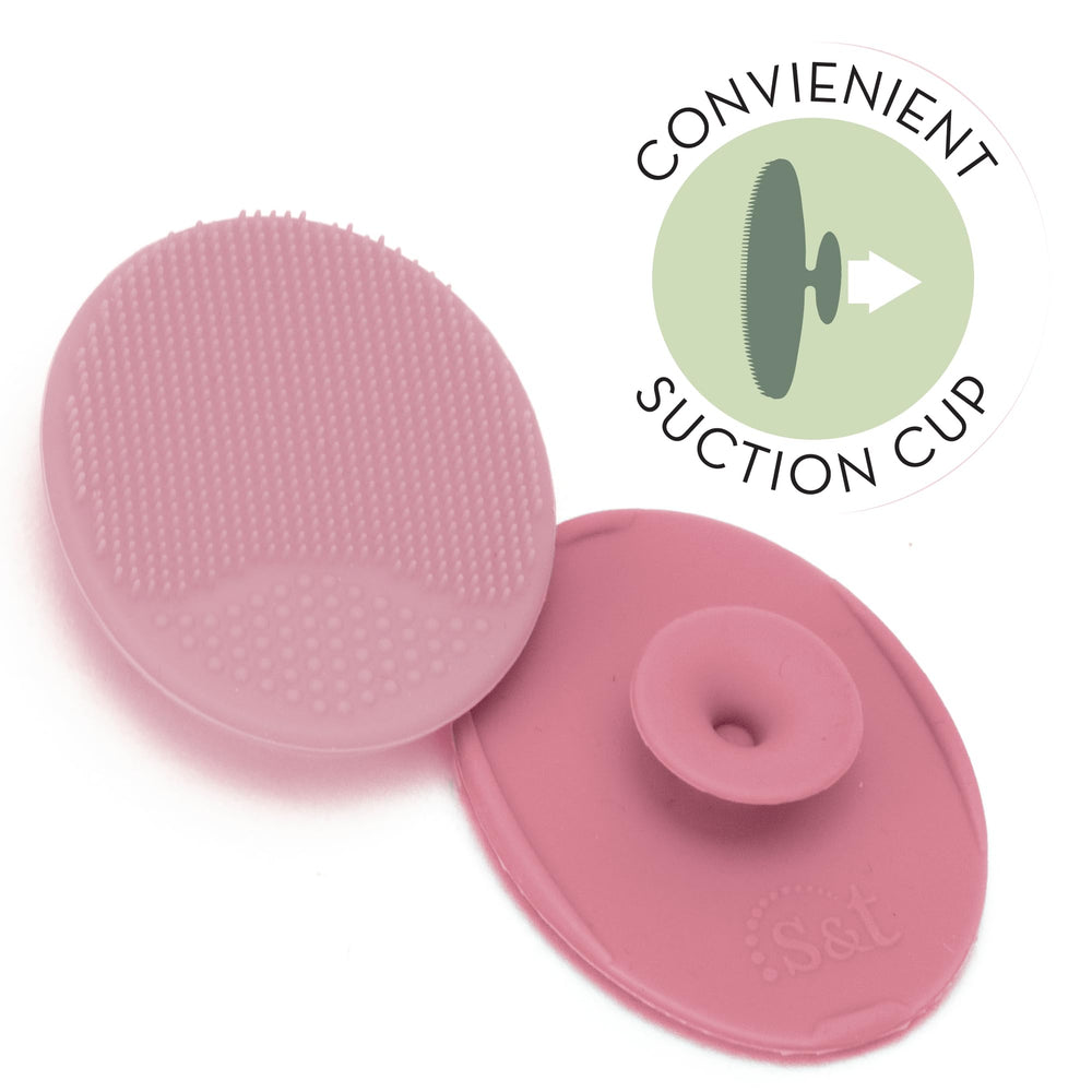 S&T INC. suction cup handle attached to tile for easy reach.