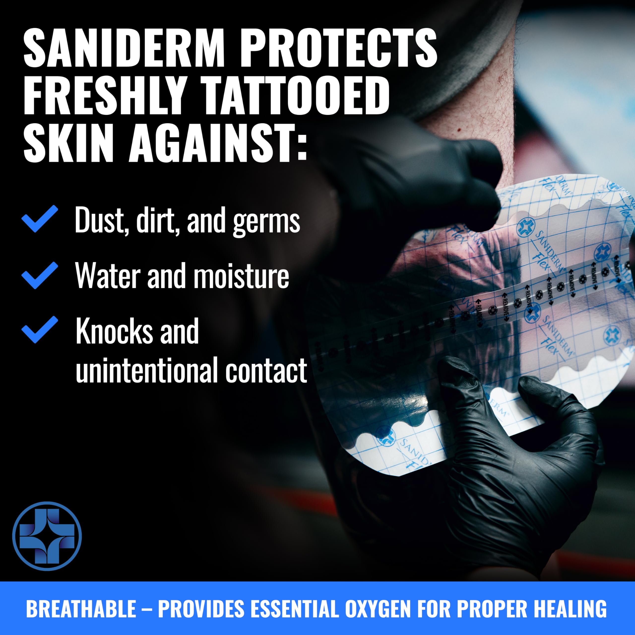 Saniderm Flex durable polyurethane layer resists tearing during removal.