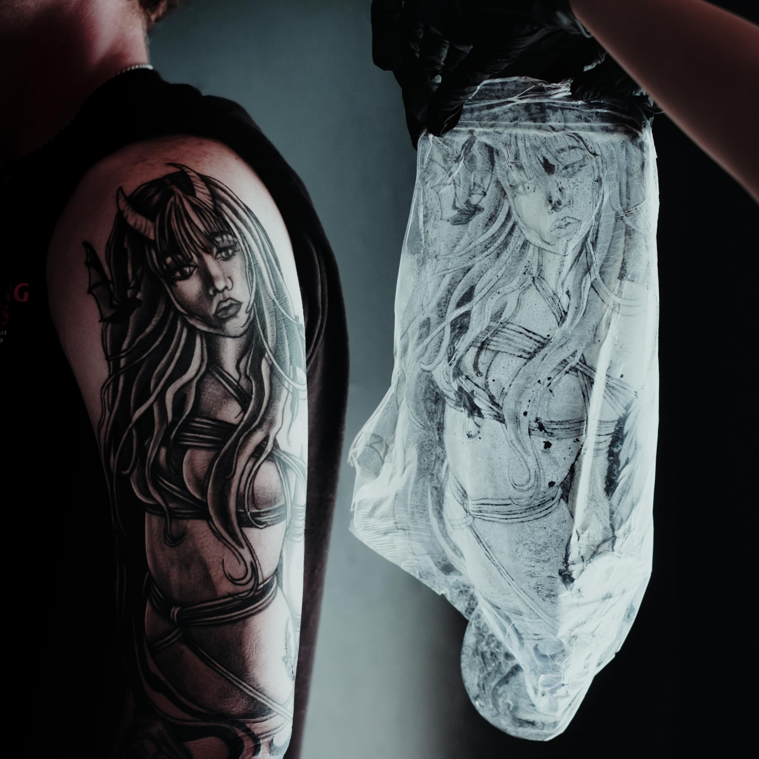 Product-ready Saniderm aftercare bandage for everyday tattoo protection.