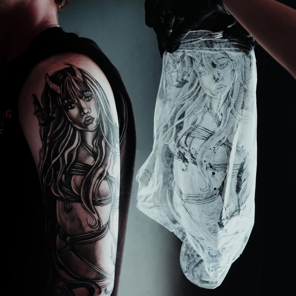 Product-ready Saniderm aftercare bandage for everyday tattoo protection.