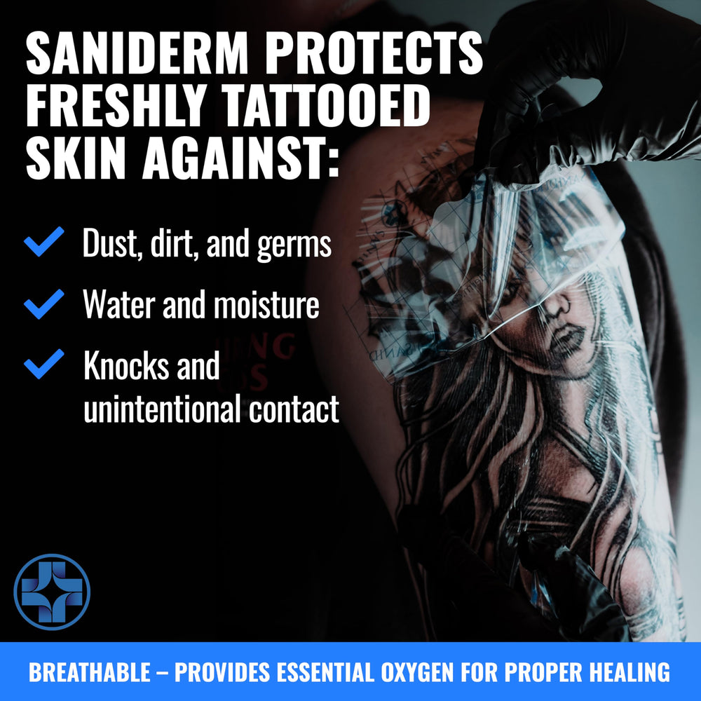 Sealed sterile pouch of Saniderm ensures hygiene before application.