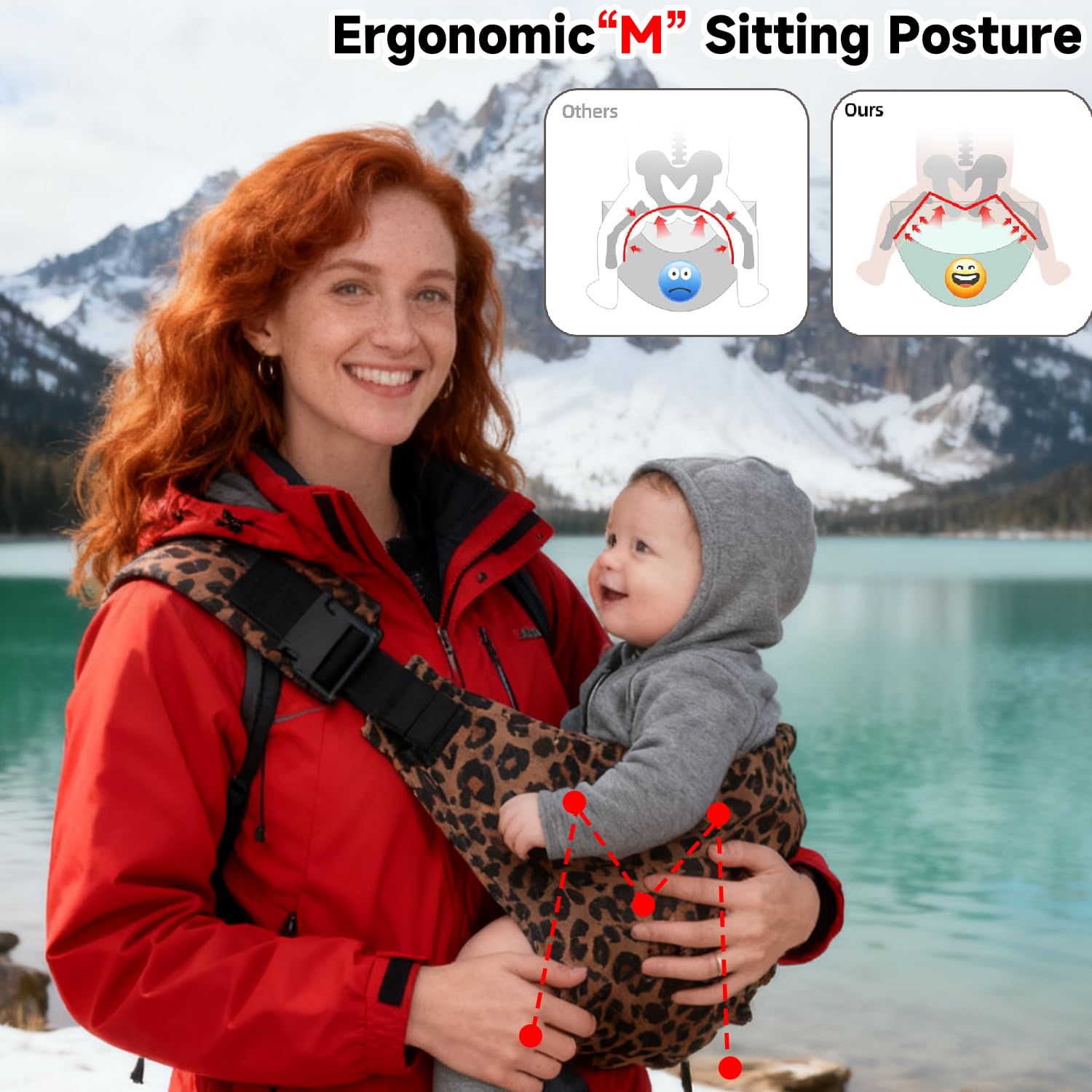 Sanilinwild baby sling back view; balanced support for parent comfort.