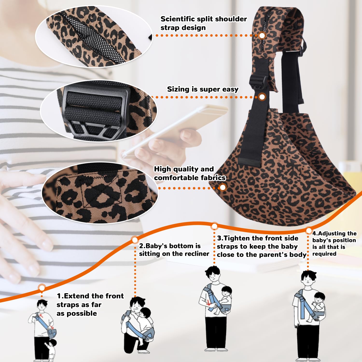 Sanilinwild dual-anti-slip buckles ensure stable baby position.