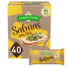 Sanissimo Salmas salted crackers pack front view for easy snacking.