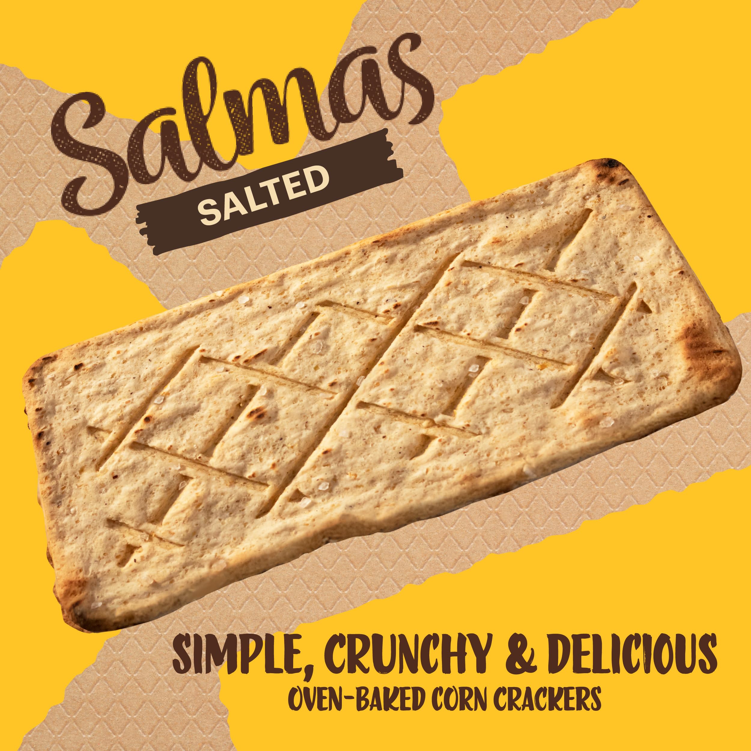 Sanissimo Salmas whole grain corn flour crackers with rich flavor.