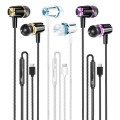 Sanluba 3-pack wired USB-C earbuds closeup for everyday listening.
