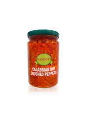 Sanniti Calabrian hot crushed pepper spread jar showing bold color and heat