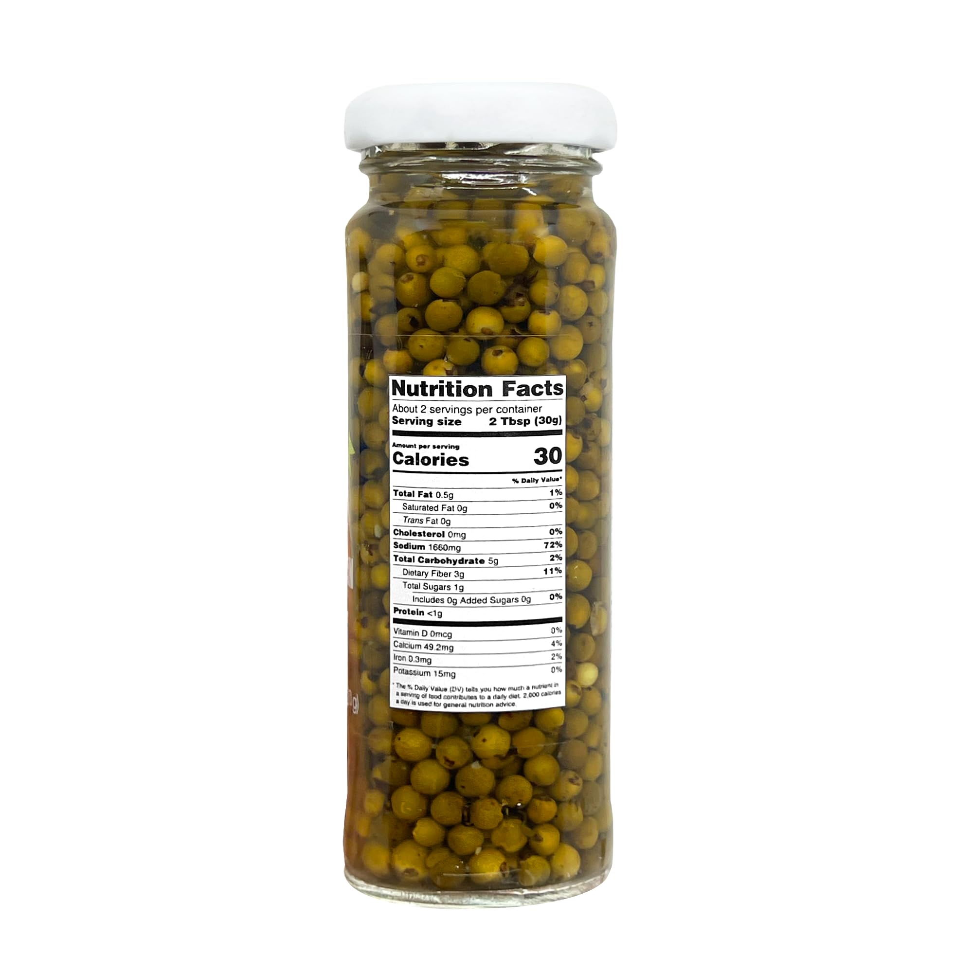 Sanniti green peppercorns in brine close up, ideal for meat rubs.