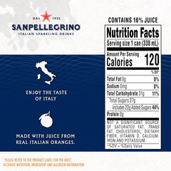 Sanpellegrino Aranciata glass ice shows chilled serving on a sunny day.