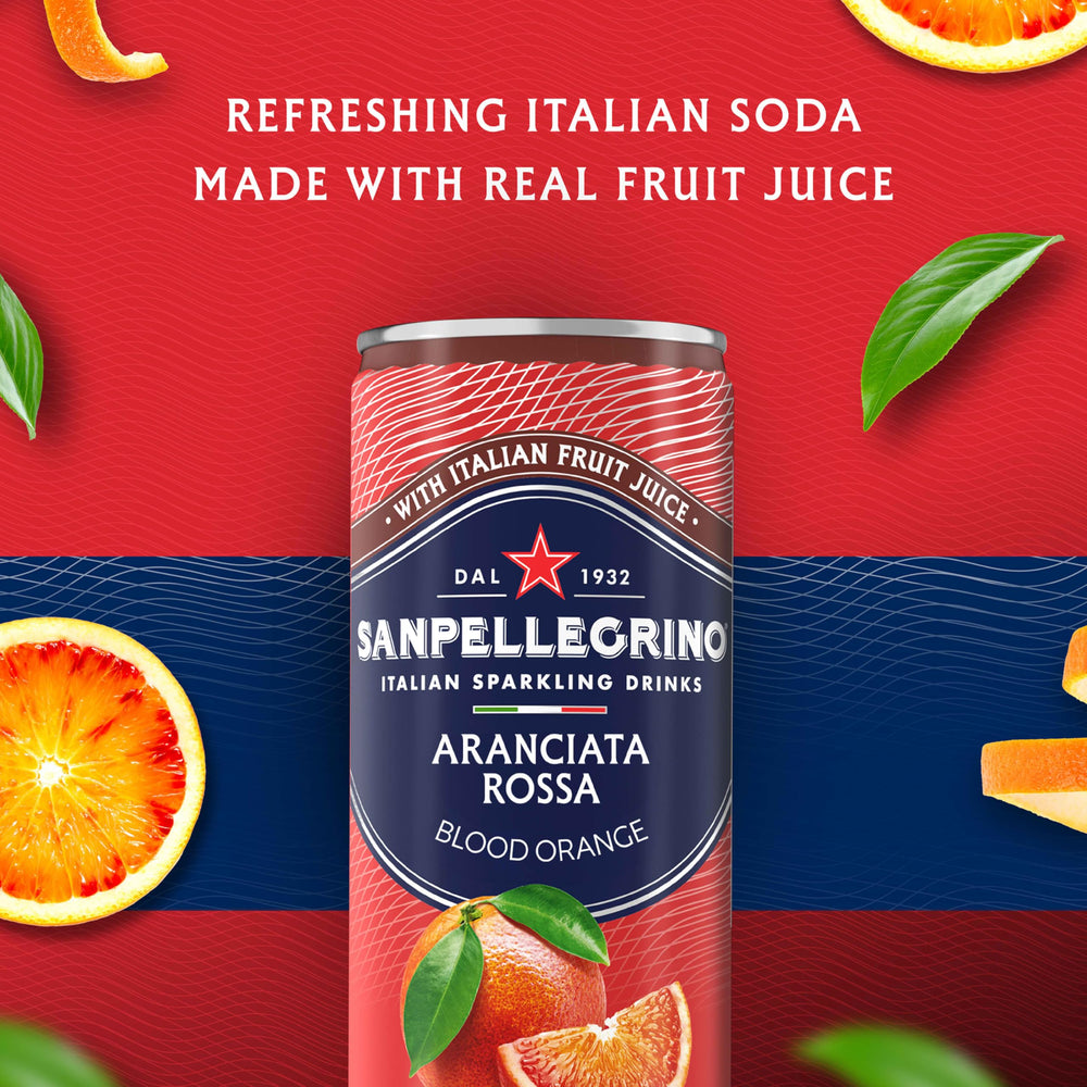 Sanpellegrino Aranciata Rossa bottle on table, ideal for gatherings.