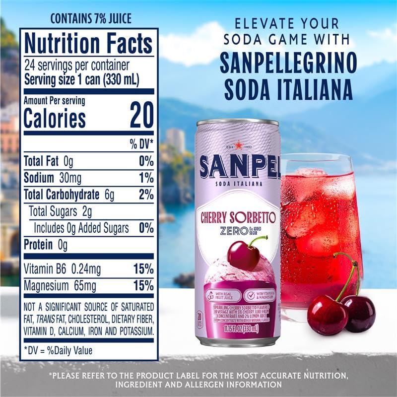 Sanpellegrino Cherry Sorbetto glass with bubbles invites a celebratory vibe.