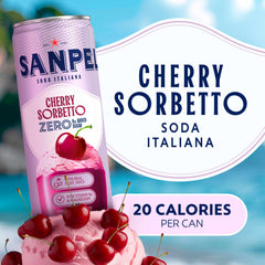 Sanpellegrino Cherry Sorbetto ingredients label emphasizes natural juice flavors.