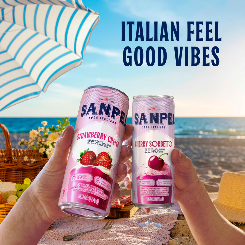 Sanpellegrino Cherry Sorbetto on a summer table implies easy refreshment.