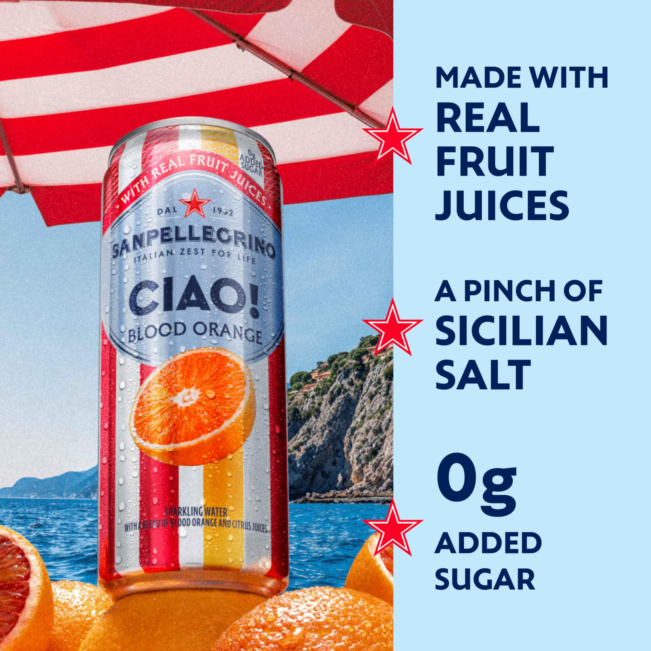 San Pellegrino CIAO blood orange closeup highlighting natural juice notes