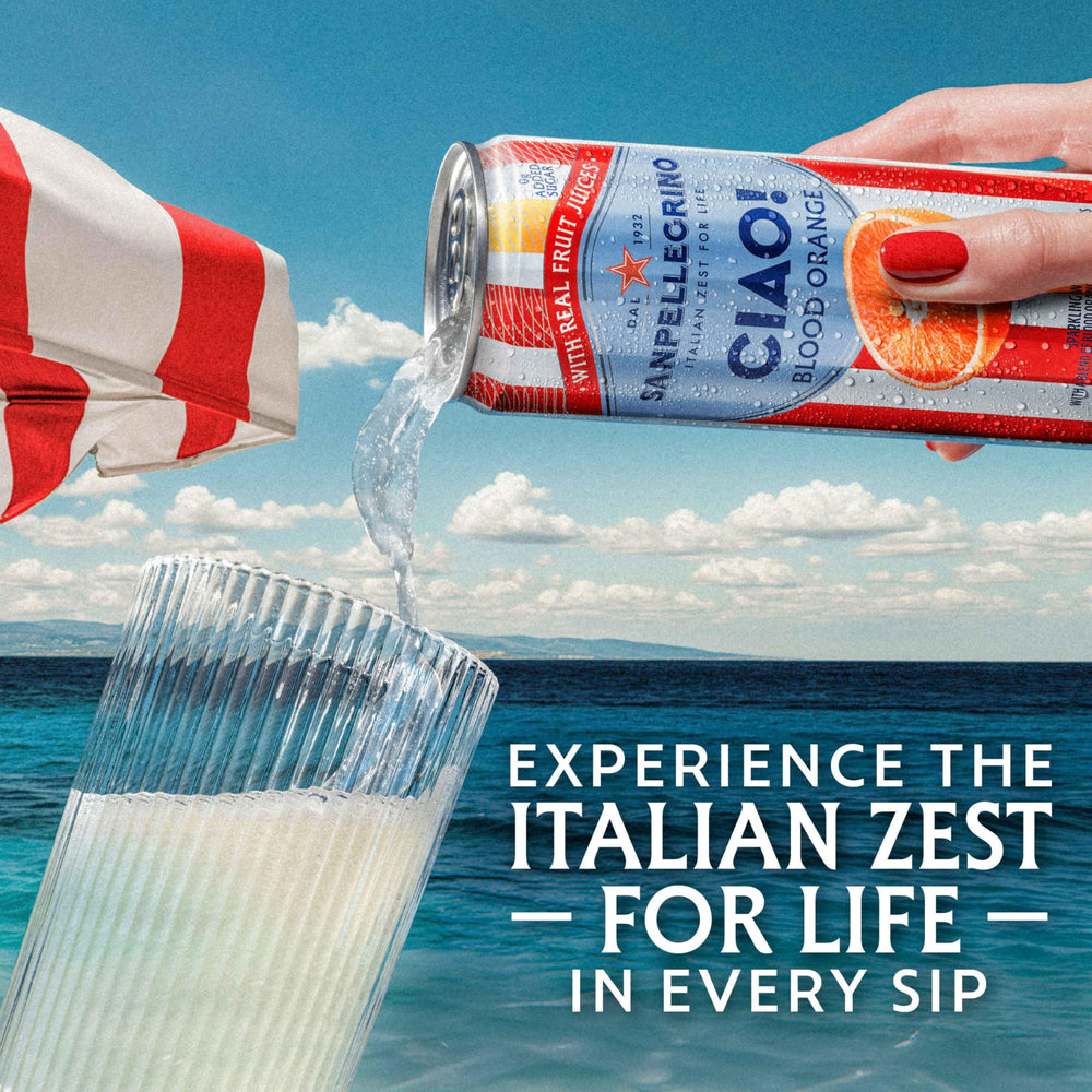 San Pellegrino CIAO blood orange glass served chilled for a light treat