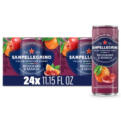Sanpellegrino Melograno Arancia bottle showing vibrant orange and pomegranate flavors for a refreshing moment