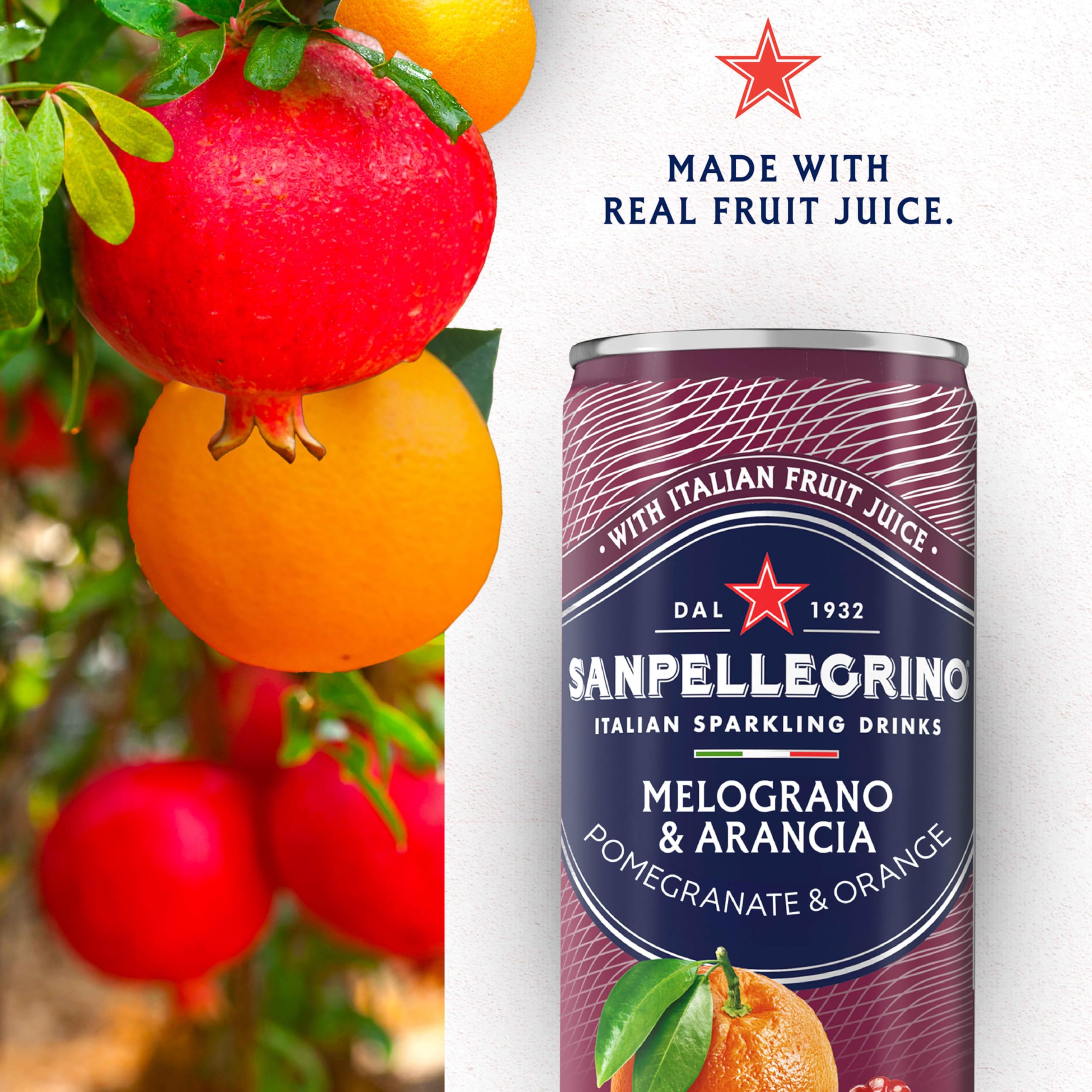 Glass being poured with Sanpellegrino Melograno Arancia for a bubbly refresher