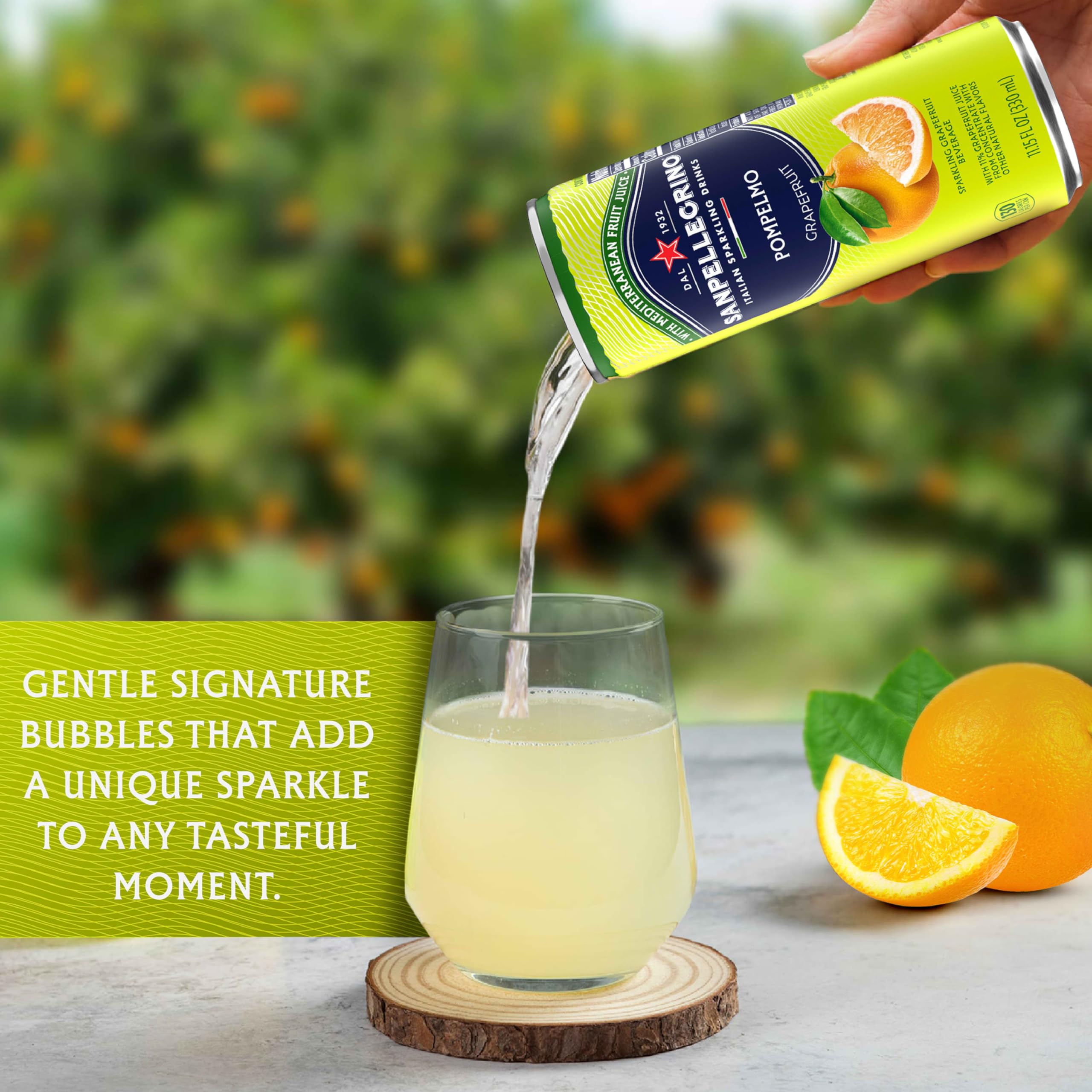 Real grapefruit juice in Sanpellegrino Pompelmo delivers natural flavor.