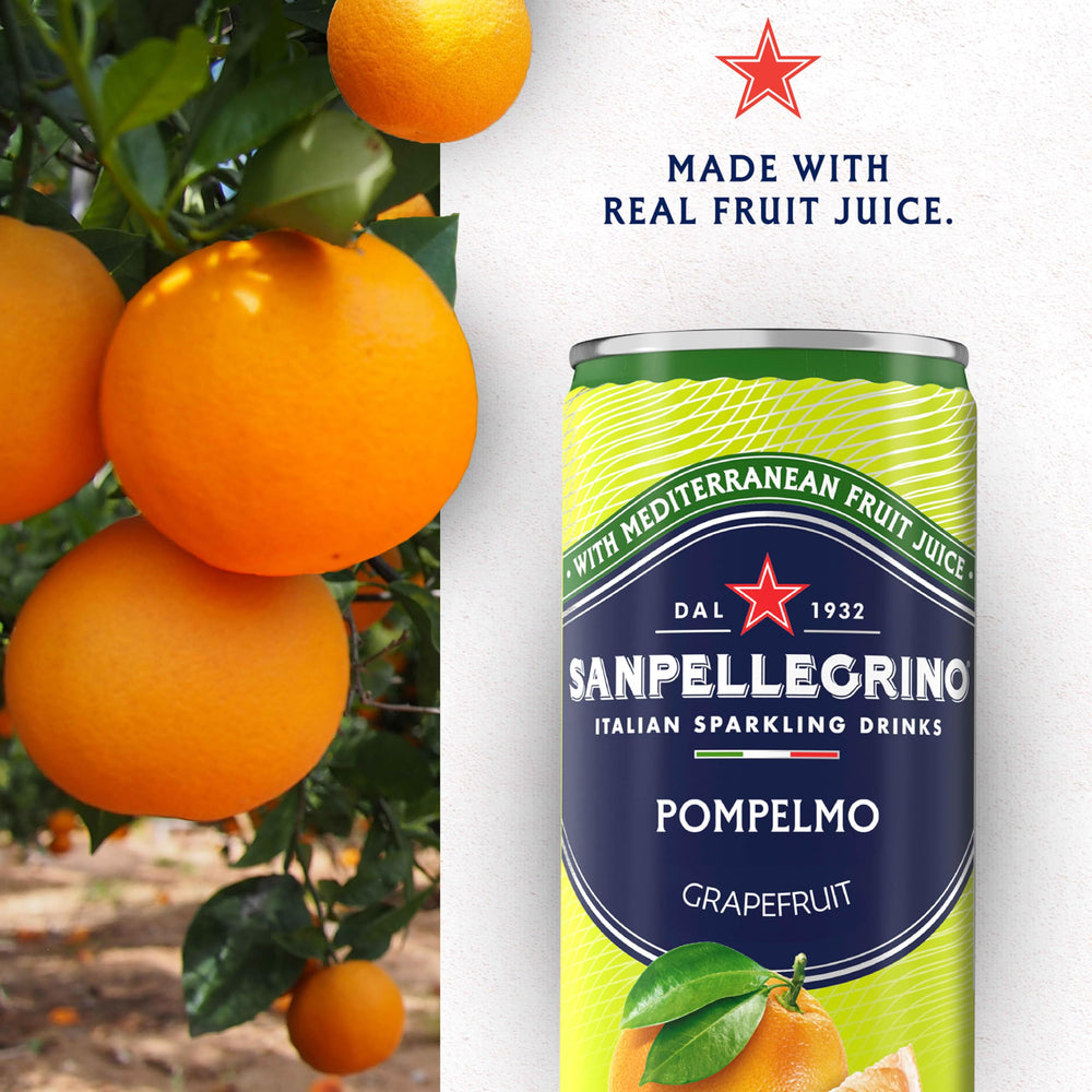 Chilled Sanpellegrino Pompelmo offers a refreshing start to the day.