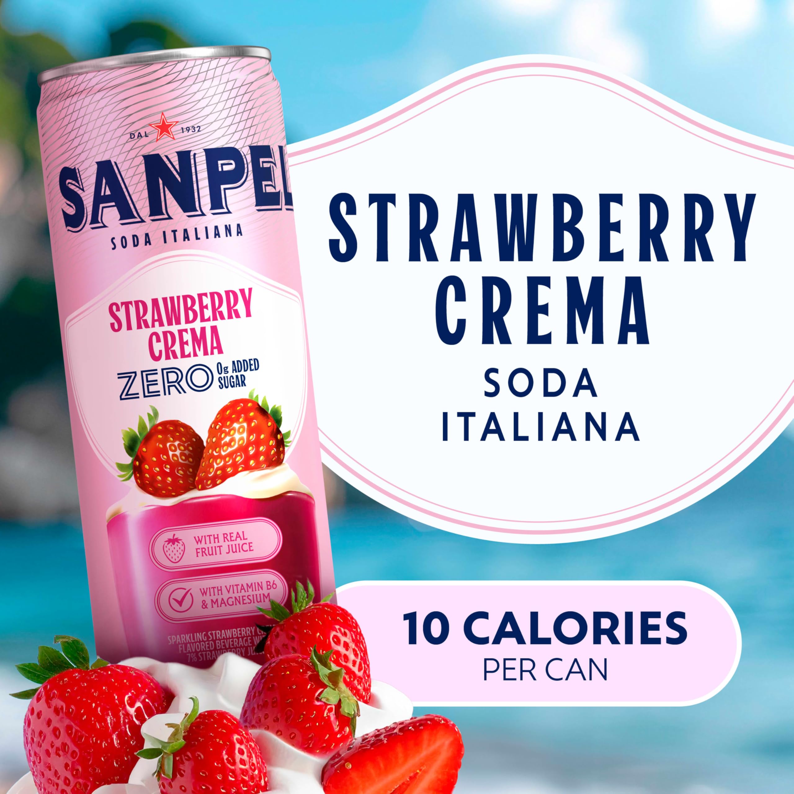 San Pellegrino Strawberry Crema can 24-pack ready for party sharing