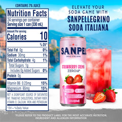 San Pellegrino Strawberry Crema glass with sparkling bubbles, ideal as a mixer