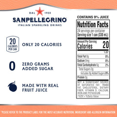 Close-up of bubbles in Sanpellegrino Peach Clementine, highlighting crisp flavor.