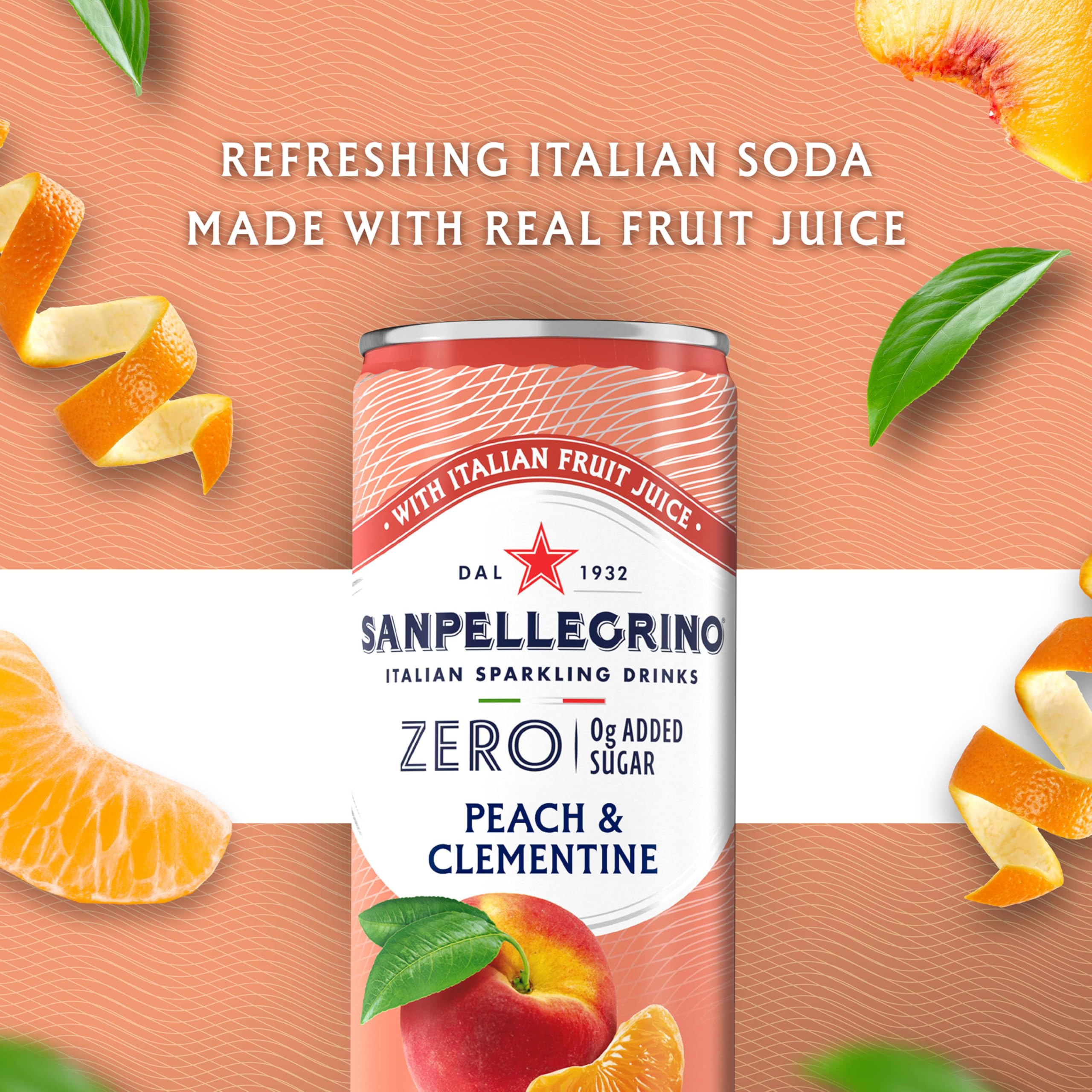 Pouring Sanpellegrino Peach Clementine into a glass for a refreshing moment.