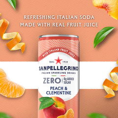 Pouring Sanpellegrino Peach Clementine into a glass for a refreshing moment.