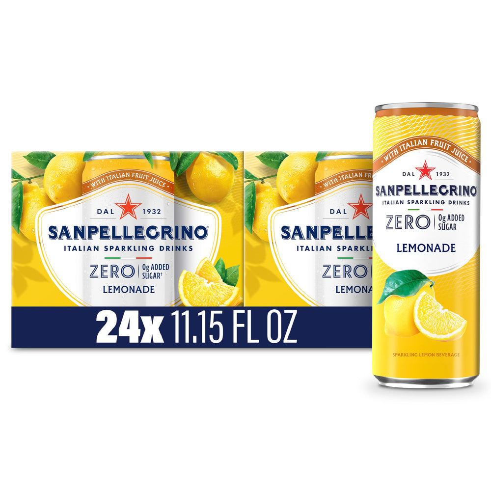 Sanpellegrino Zero Sugar Lemonade can 11-15oz for a crisp, refreshing citrus pick-me-up