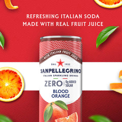 Sanpellegrino Zero Sugar Pomegranate-Orange close-up label, signaling authentic Italian flavor.