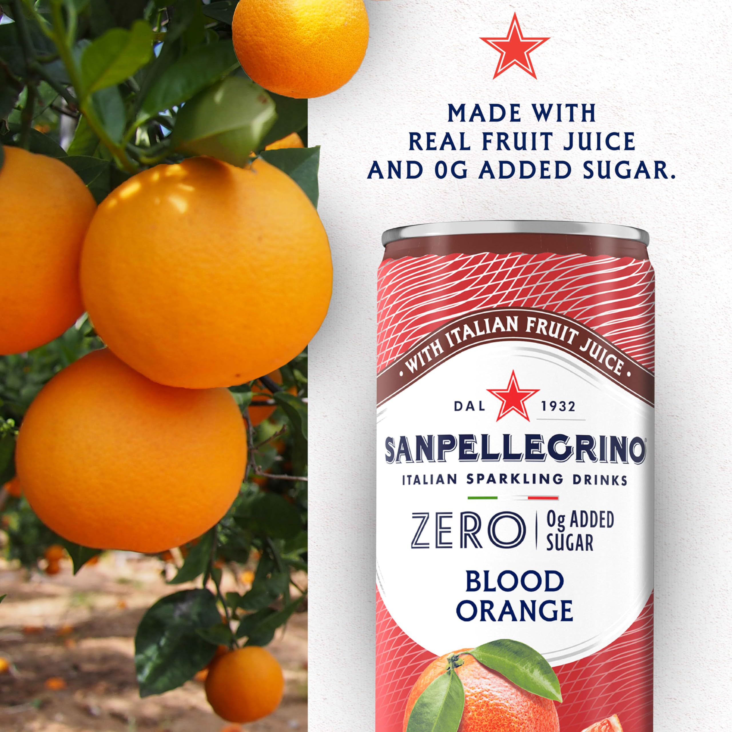 Sanpellegrino Zero Sugar Pomegranate-Orange packaging, ideal for sharing in a 24-pack.