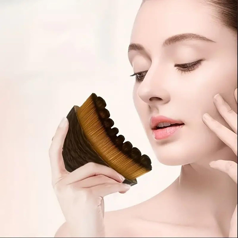 Sansheng Lymphatic Contour Face Brush neck area massage for firmness.
