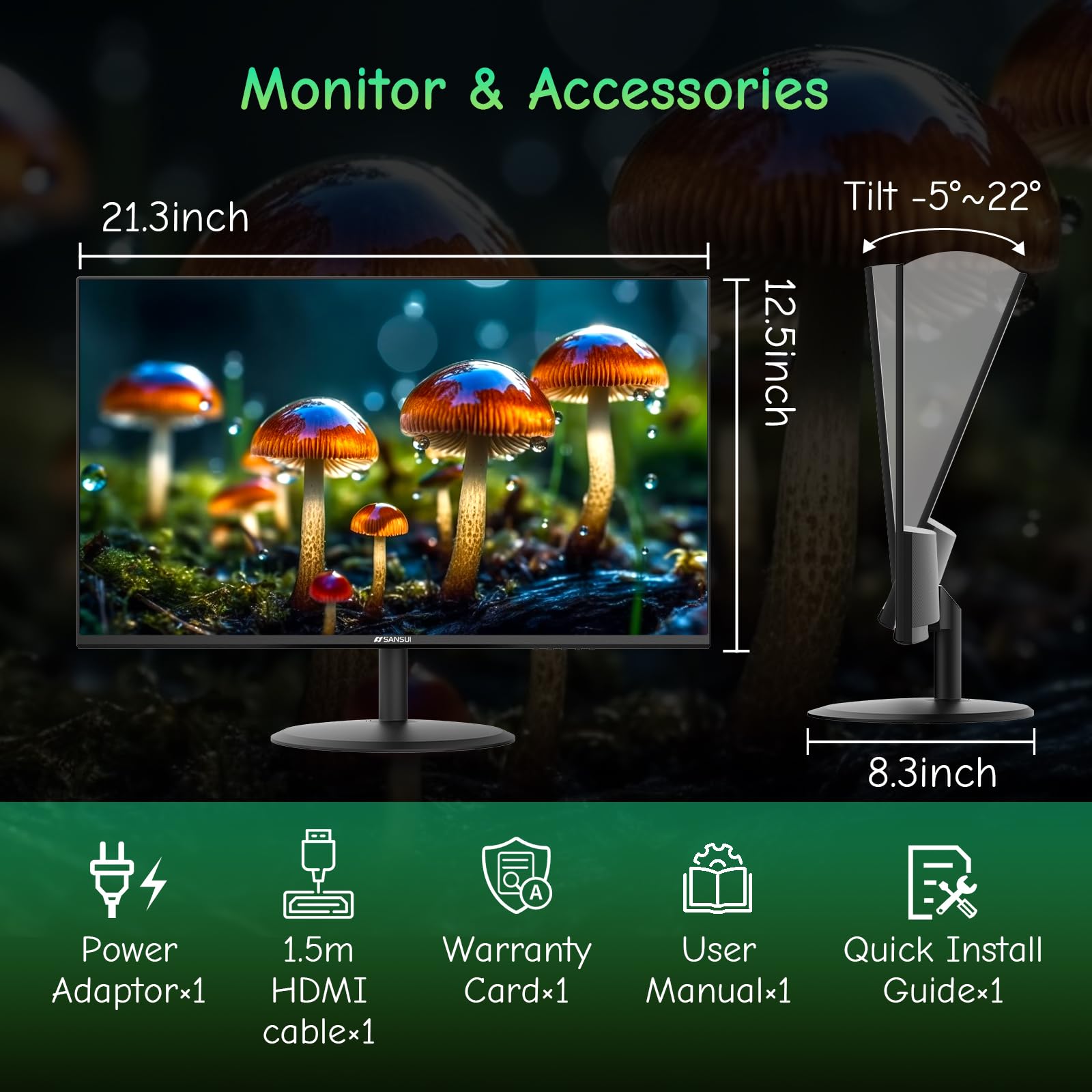 SANSUI 24-inch monitor stable stand supports reliable tilt and placement.