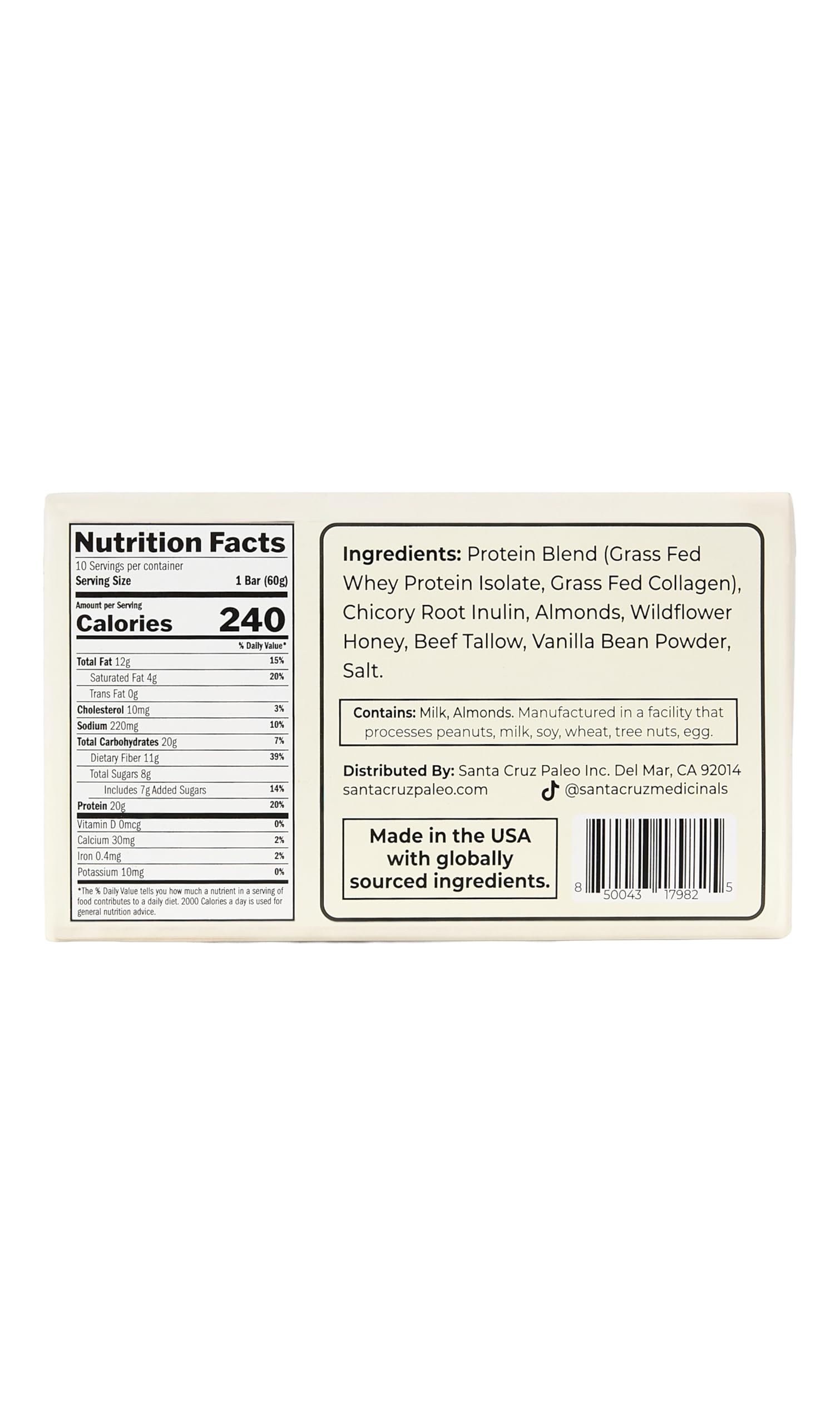 Santa Cruz Paleo bar vanilla unwrap close-up for crave-worthy texture and honey sweetness.