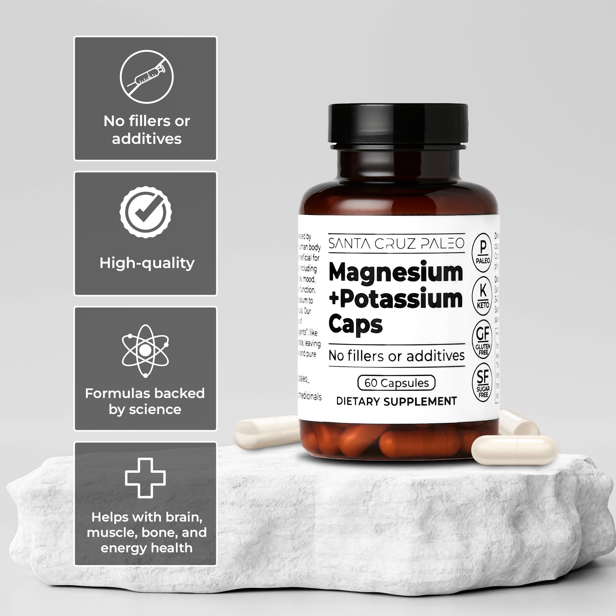 Santa Cruz Paleo capsules being dispensed, illustrating easy daily use.