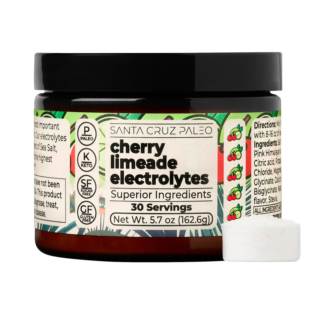 Travel-ready container of Santa Cruz Paleo Electrolyte Powder for on-the-go hydration