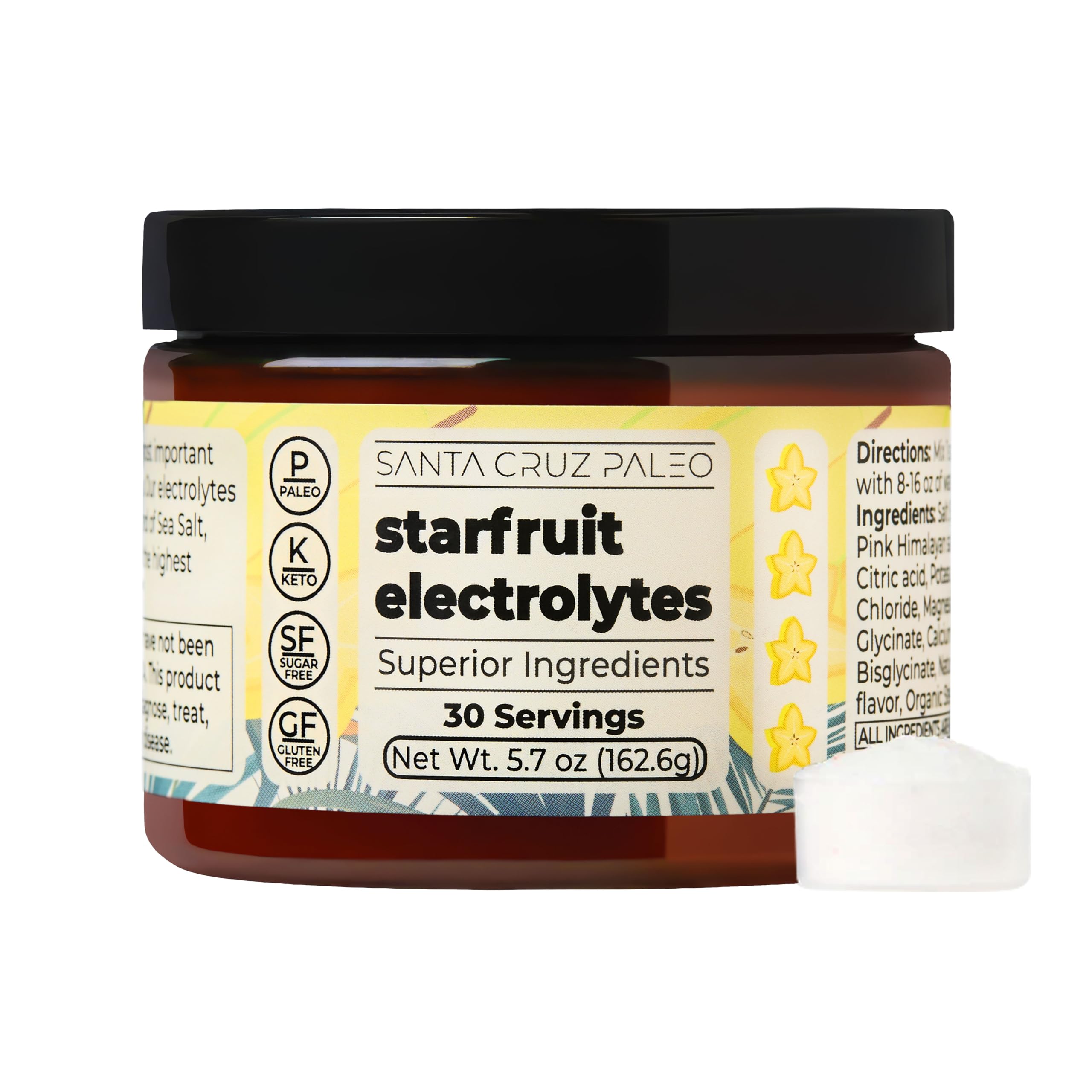 Santa Cruz Paleo electrolytes starfruit scoop for quick hydration after workouts.
