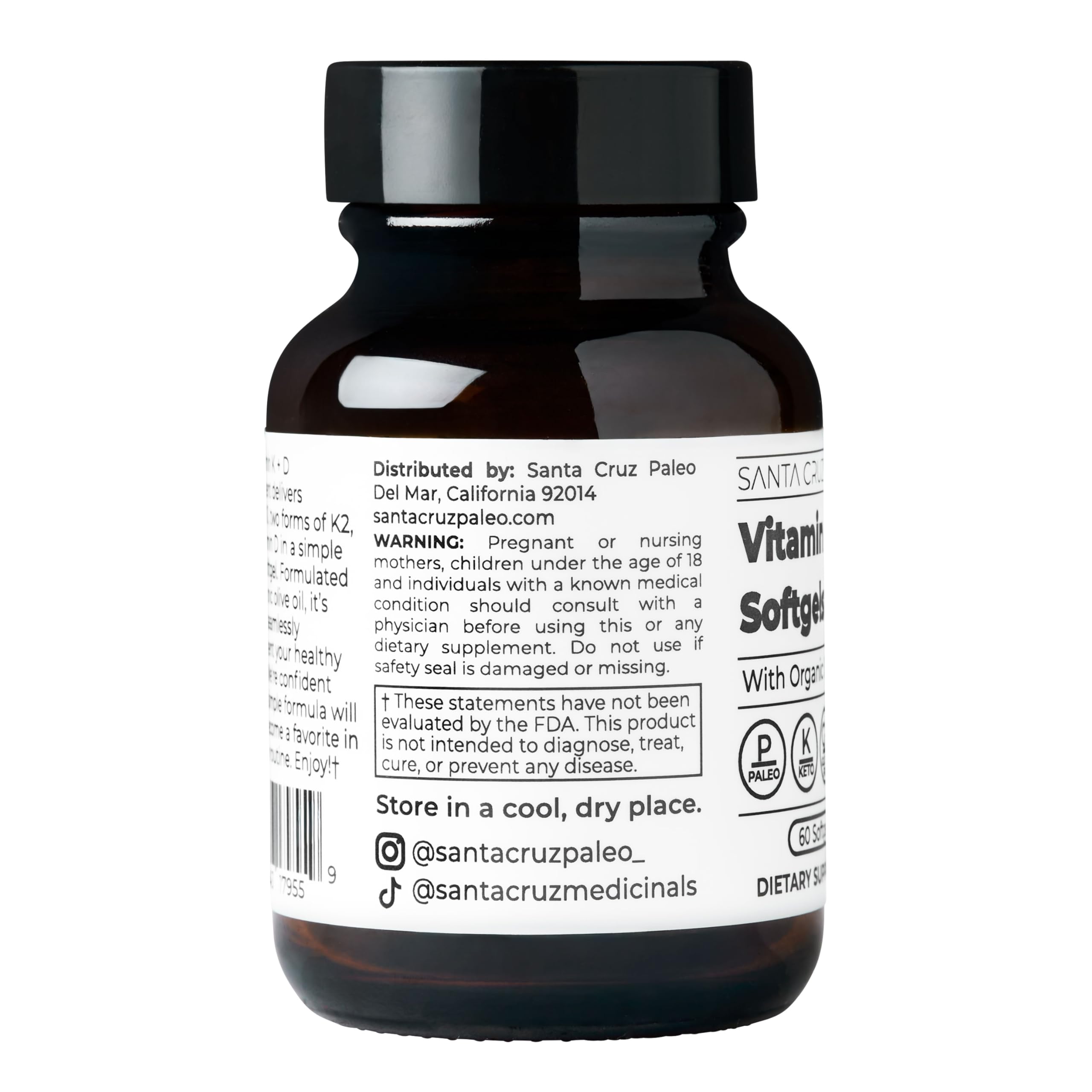 Santa Cruz Paleo gluten-free label signals a dairy-free, sugar-free supplement option
