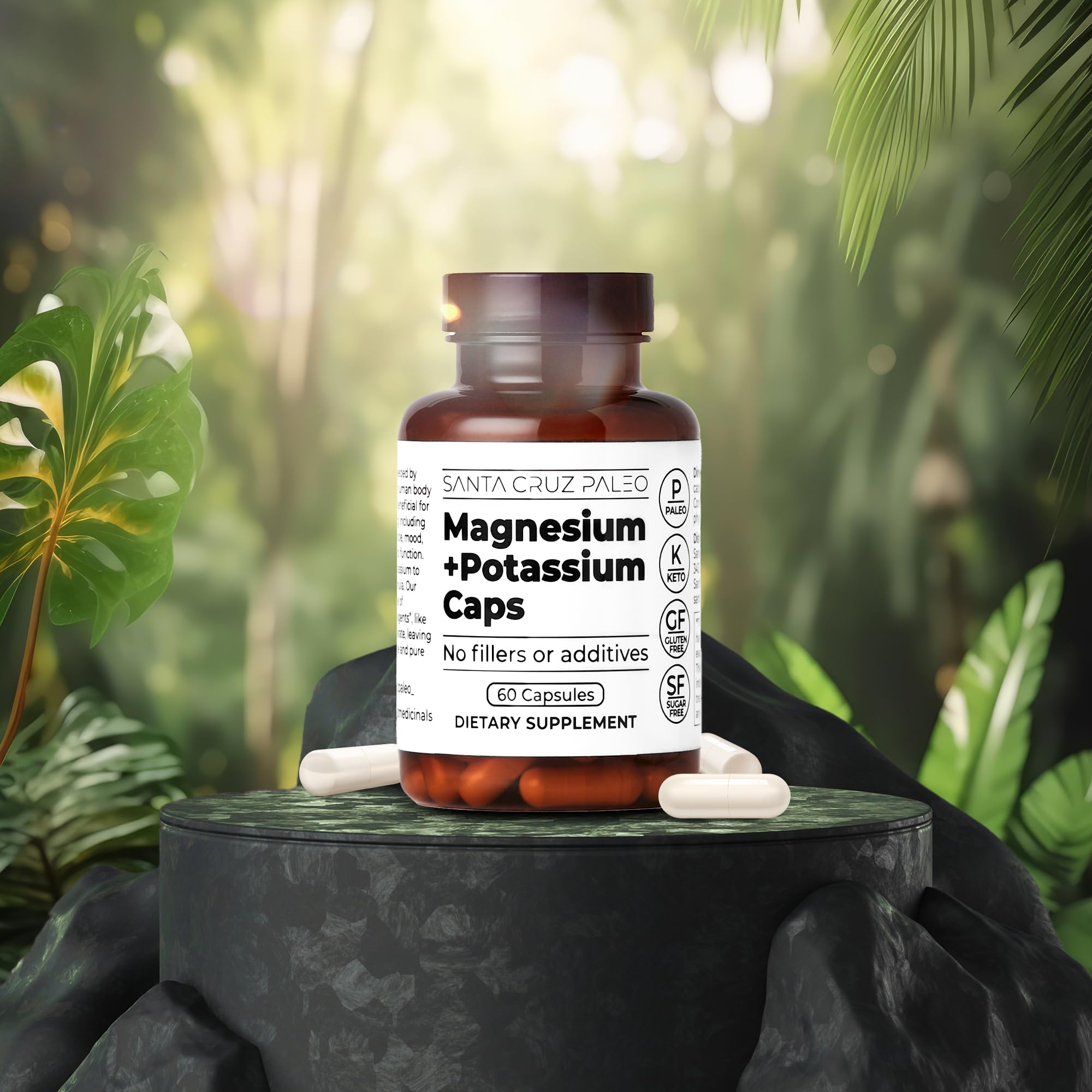 Santa Cruz Paleo potassium citrate detail on packaging highlighting 38 mg per serving.
