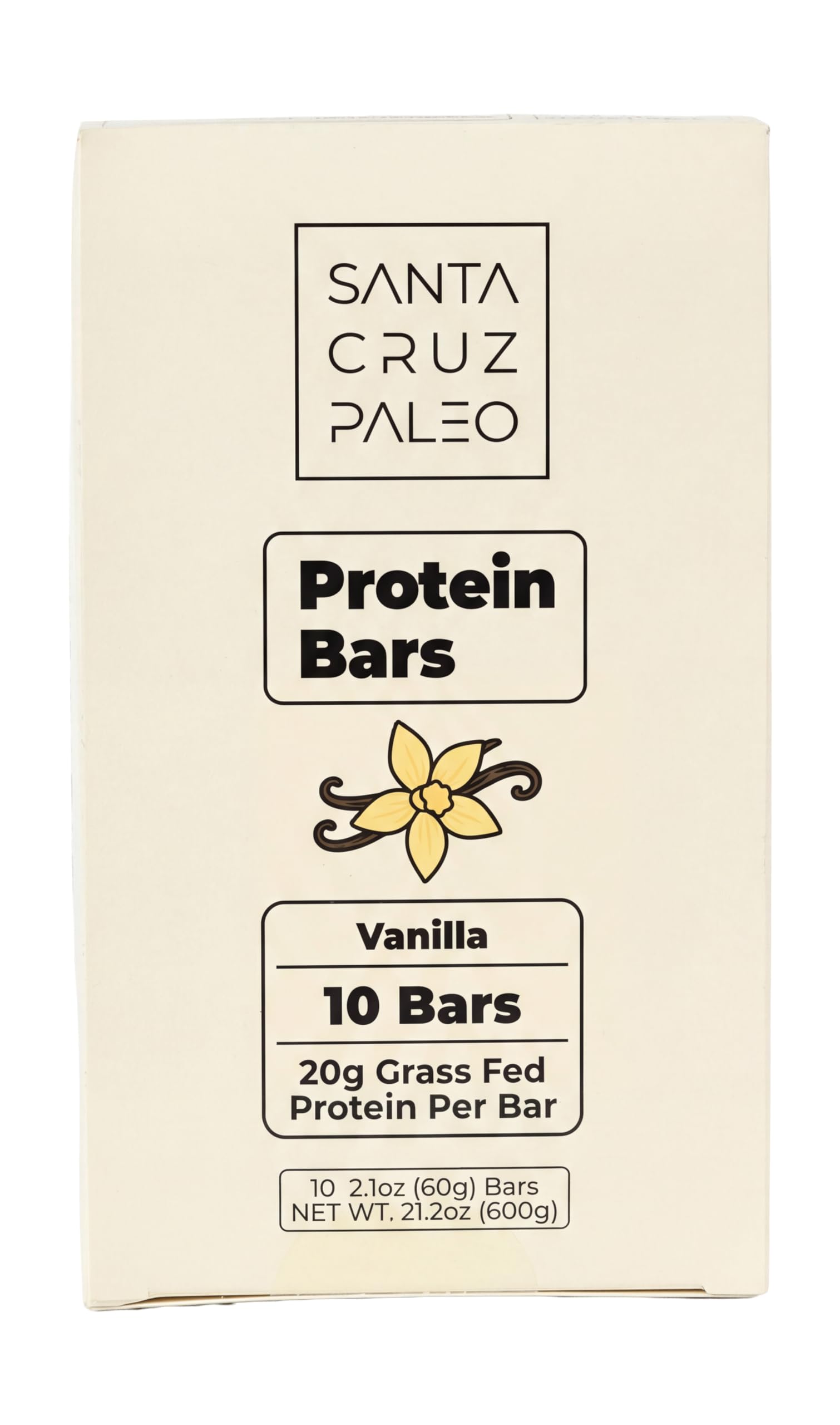 Santa Cruz Paleo protein bar vanilla pack of 10 — high-protein, clean ingredients for on-the-go fueling.