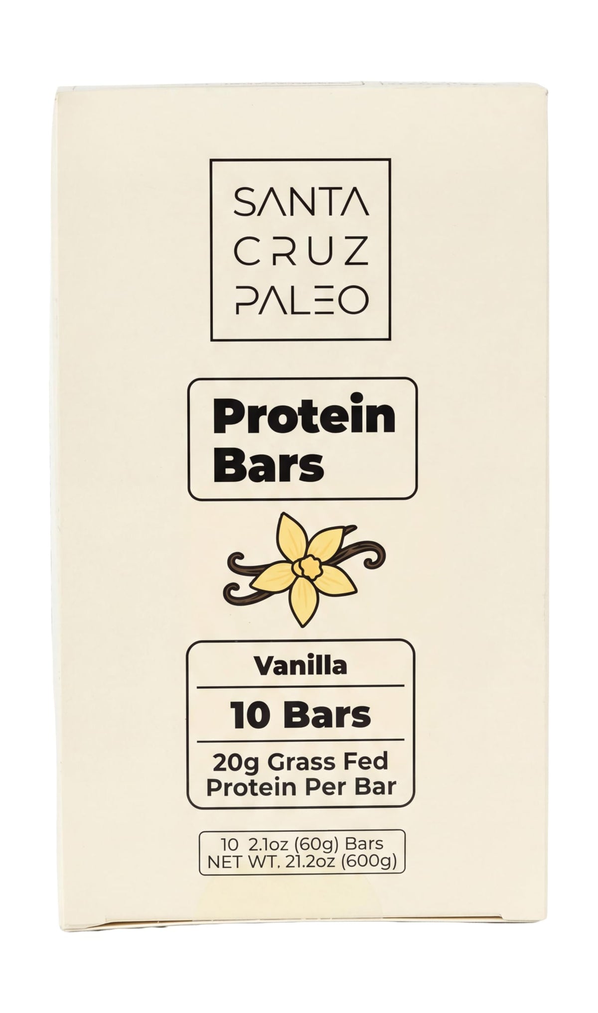 Santa Cruz Paleo protein bar vanilla pack of 10 — high-protein, clean ingredients for on-the-go fueling.