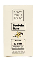 Santa Cruz Paleo protein bar vanilla pack of 10 — high-protein, clean ingredients for on-the-go fueling.