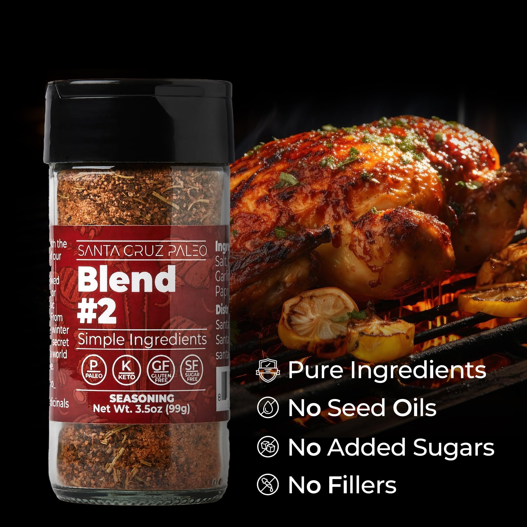 Santa Cruz Paleo Seasoning Blend #2 jar, clean ingredients for paleo meals.
