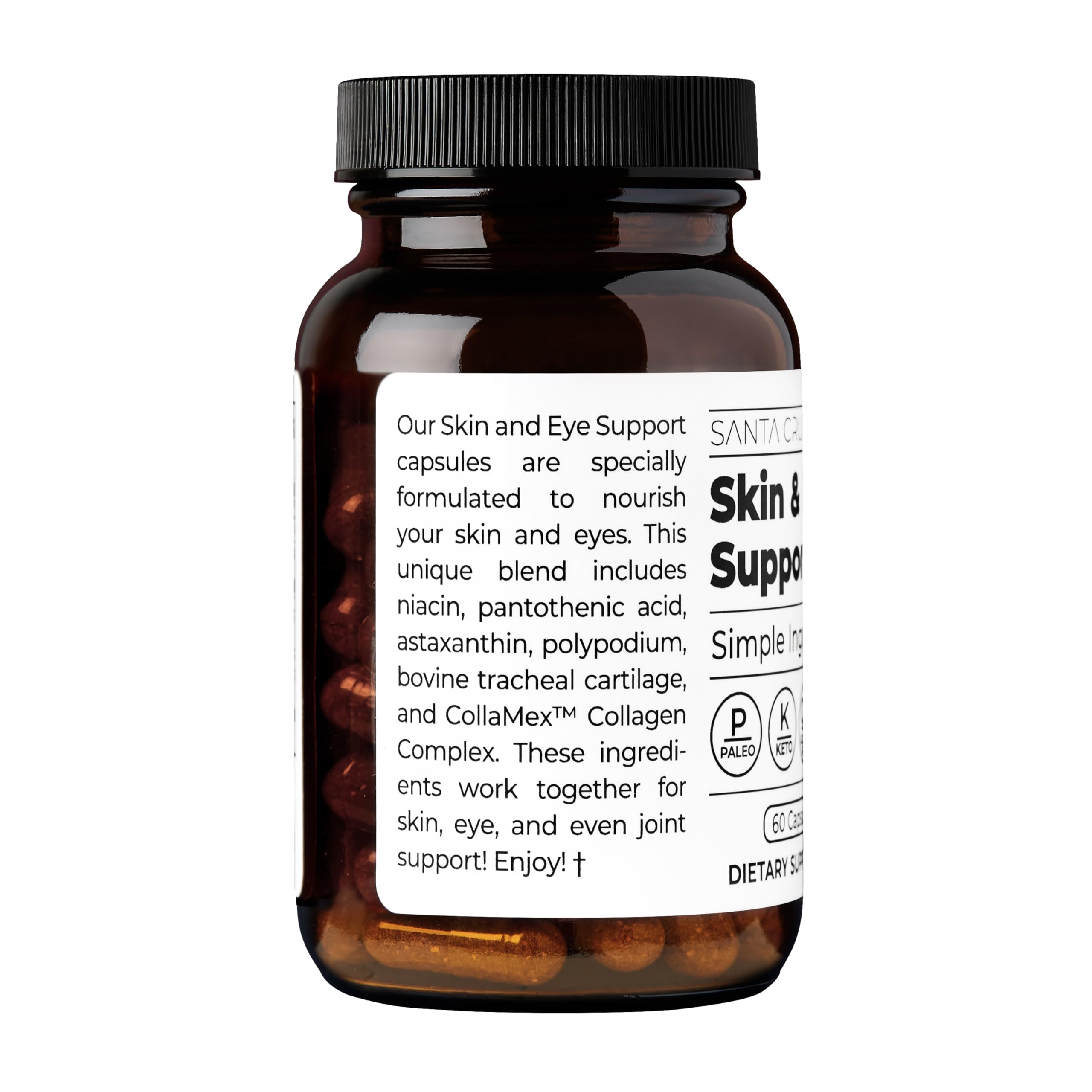 Santa Cruz Paleo Skin & Eye Capsules front view bottle.