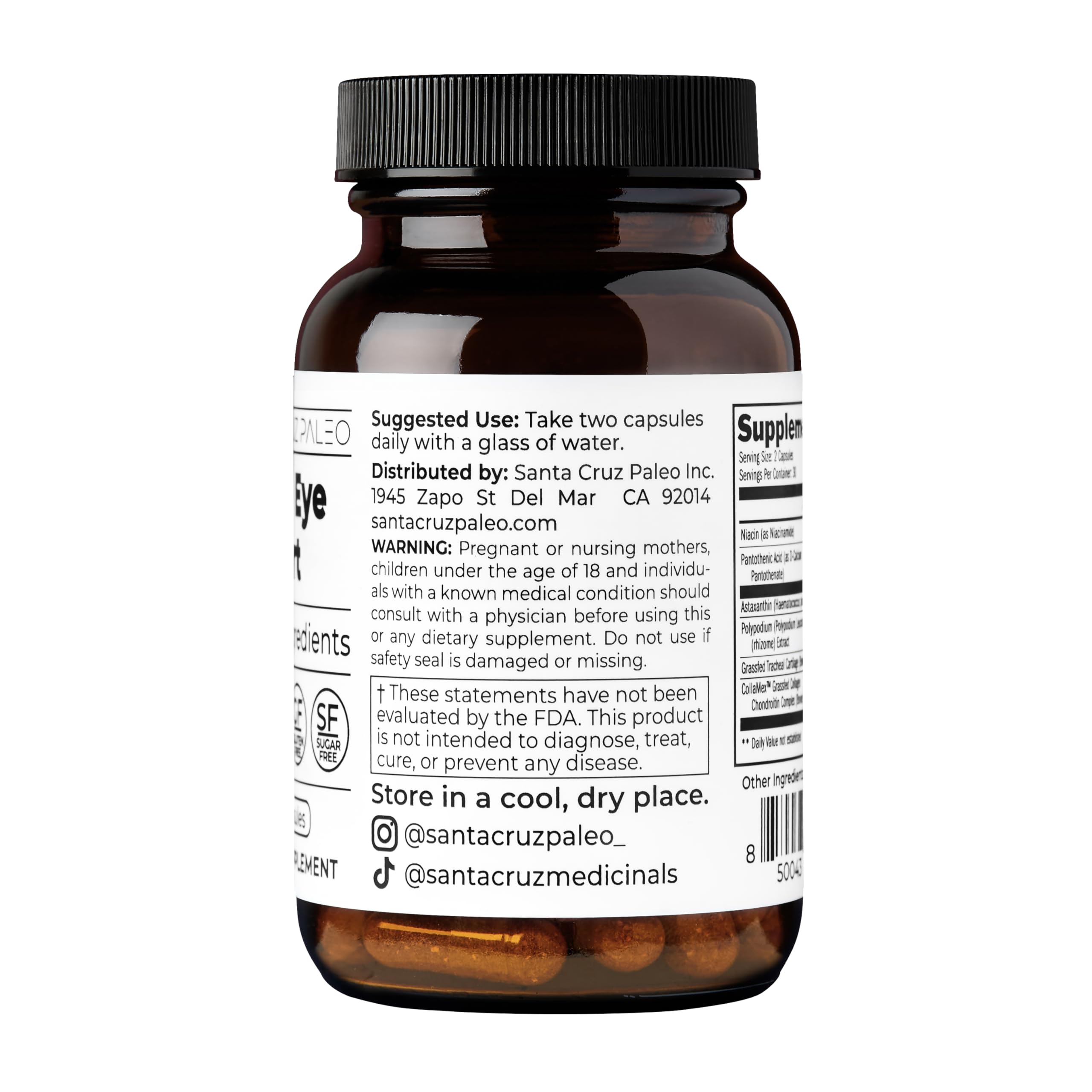 Santa Cruz Paleo gluten-free badge on bottle.