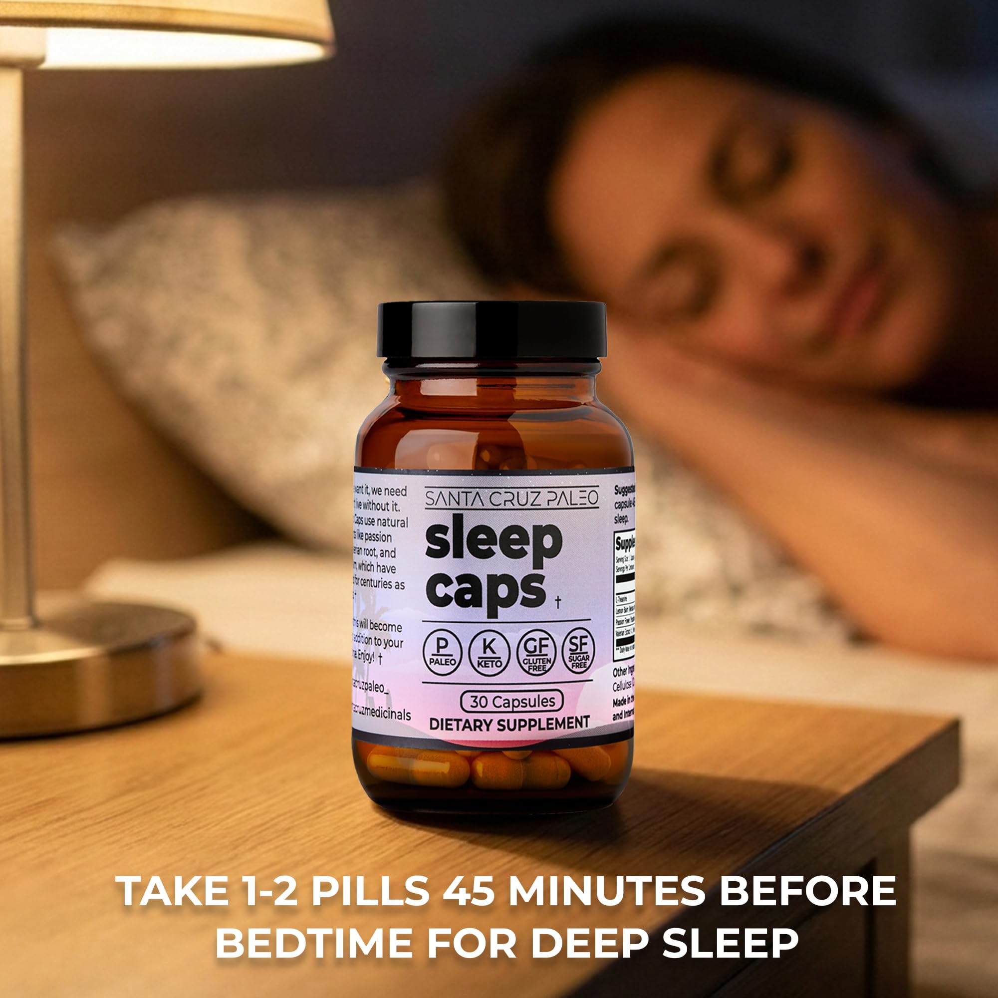 Santa Cruz Paleo Sleep Caps made in the USA emblem signals trusted quality.