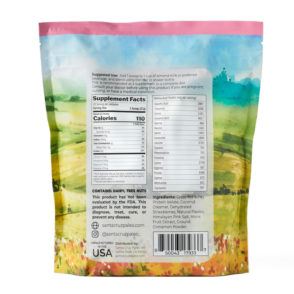 Ingredients focus on clean gluten-free keto-friendly profile of Santa Cruz Paleo.